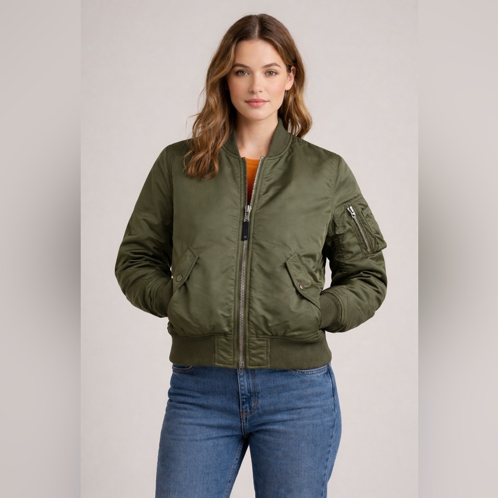 Alpha industries olive green bomber size small women's used